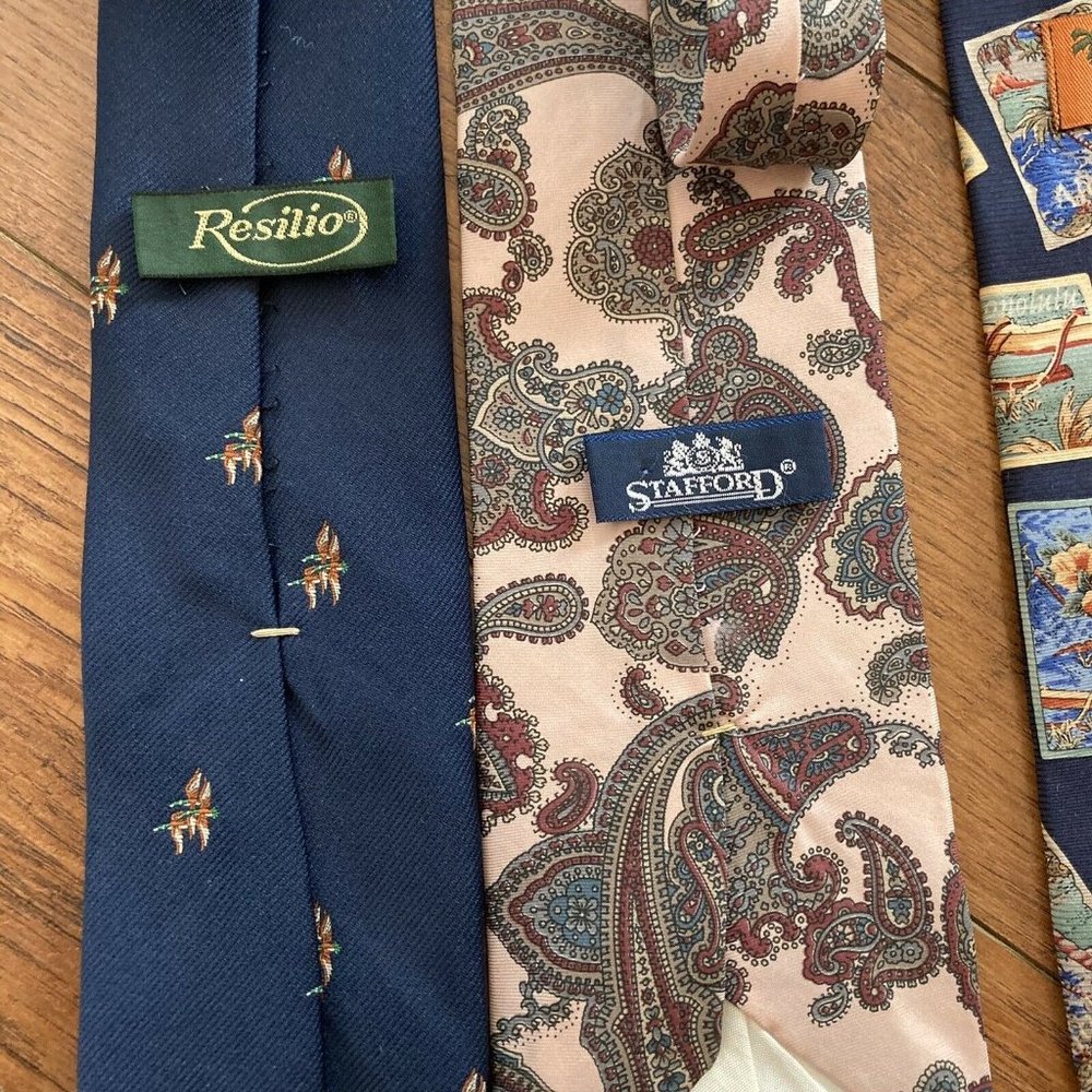 LOT OF 8 DIFFERENT BRANDS MEN’S NECK TIES STAFFORD HARDY AMIES TROPICALO LONDON - Picture 8 of 11